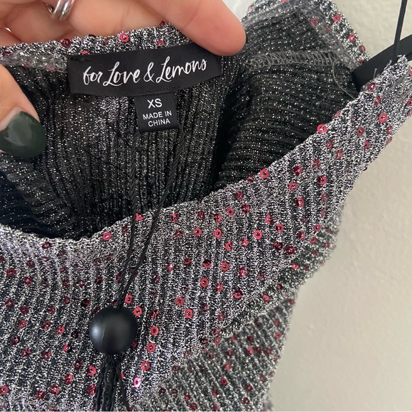 🍾SOLD🍾 For Love & Lemons Constance Sparkle Silver and Red Sequin Dress - Picture 14 of 14